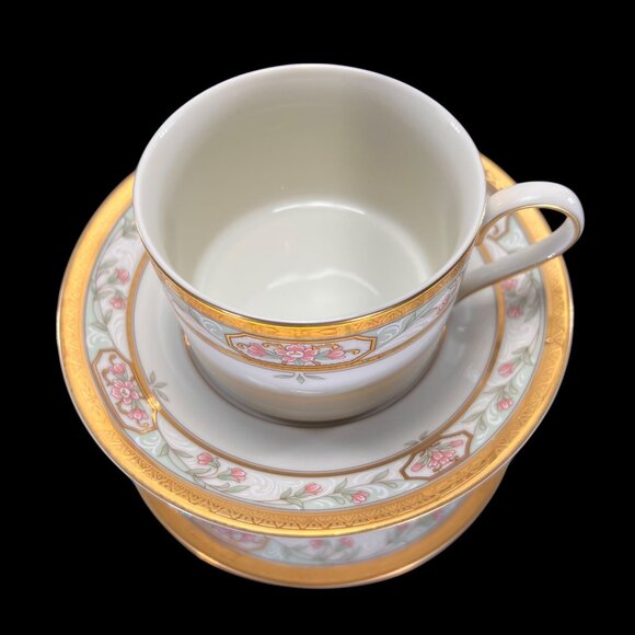 Vtg Mikasa Merrick Cup and Saucer Set Of 2 L5517 Floral Gold Trim Japan - Picture 5 of 12